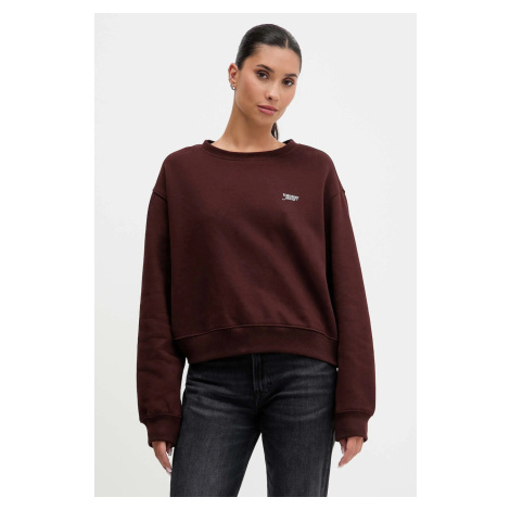 Mikina Tommy Jeans dámská, hnědá barva, hladká, DW0DW21961 Tommy Hilfiger