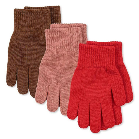 Dětské rukavice Konges Sløjd 3-pack růžová barva
