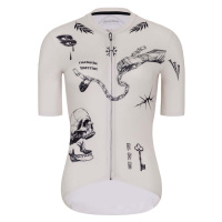 HOLOKOLO Cyklistický dres s krátkým rukávem - TATTOO ELITE LADY - ivory/černá