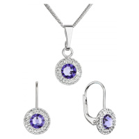 Sada šperků s krystaly Swarovski náušnice a přívěsek fialové kulaté 39109.3 Tanzanite