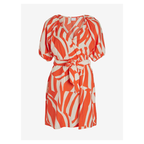 Krémovo-oranžové dámské vzorované šaty VILA Dogma