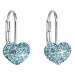 Stříbrné náušnice visací s krystaly Swarovski modré srdce 31125.3