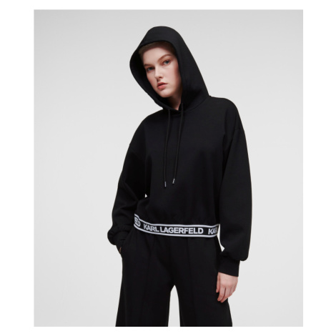Mikina karl lagerfeld bonded jersey hoodie w/logo černá