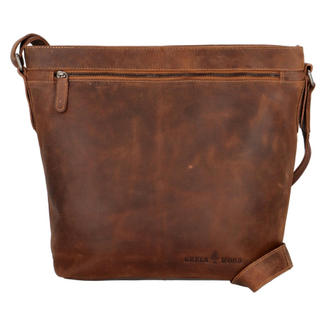 Moderní luxusní kožená taška přes rameno DOMINIQUE, světle hnědá Greenwood