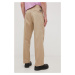 Bavlněné kalhoty Dr. Denim pánské, béžová barva, jednoduché
