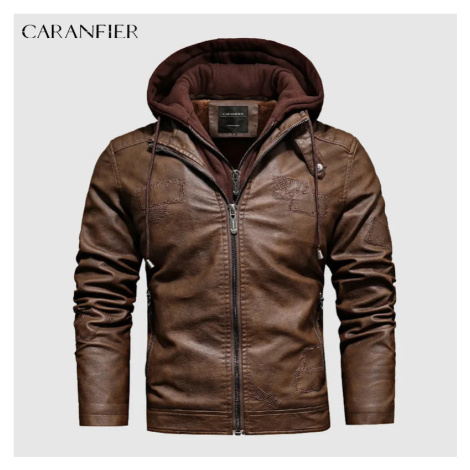 Zimní kožená bunda vintage se zateplenou podšívkou CARANFLER