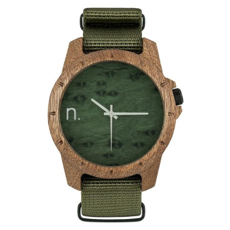Zelené dřevěné hodinky s textilním řemínkem pro pány
