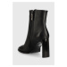 Kožené kotníkové boty Calvin Klein Curved Stil Ankle Boot 80 dámské, černá barva, na podpatku