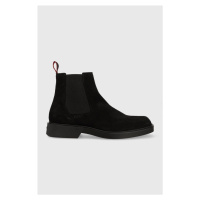 Semišové kotníkové boty HUGO Iker pánské, černá barva, 50497807
