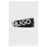 Kožený pásek HUGO dámský, černá barva
