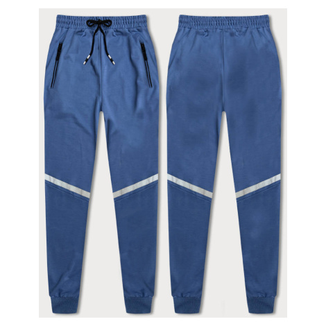 Světle modré pánské teplákové kalhoty s reflexními prvky (8K189-17) J.STYLE