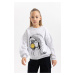 DEFACTO Girl Child Smileyworld Oversize Fit Crew Neck Thick Sweatshirt with Soft Furry Inside