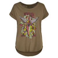 Nirvana Angel Flowers Dámské tričko olivová
