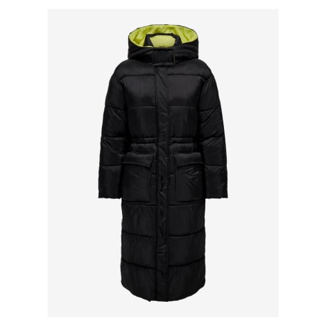 Černý dámský prošívaný zimní kabát s kapucí ONLY Puk - Dámské