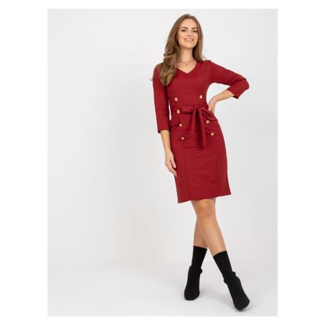 Tmavě červené koktejlové elegantní šaty --dark red Vínová BASIC