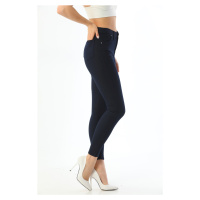 BİKELİFE Women's Navy Blue Rise Waist Ankle Length Slim Leg Skinny Lycra Pants