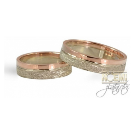 Snubní prsteny červenobílé zlaté 0094 + DÁREK ZDARMA