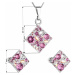 Sada šperků s krystaly Swarovski náušnice, řetízek a přívěsek růžový kosočtverec 39126.3