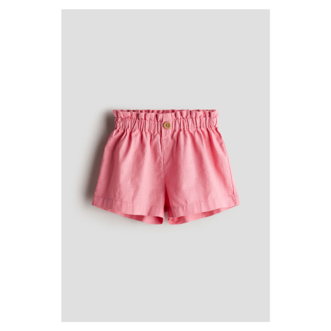 H & M - Cotton paper bag shorts - růžová H&M