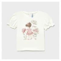 Tričko s krátkým rukávem holčička s květinami bílo-růžové BABY Mayoral
