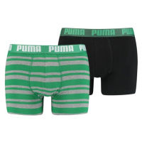 Puma HERITAGE STRIPE BOXER 2P Pánské boxerky, zelená, velikost