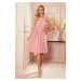Světle růžové šifónové šaty s páskem ALIZEE Pudrová
