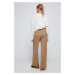 Kalhoty Medicine dámské, béžová barva, široké, medium waist