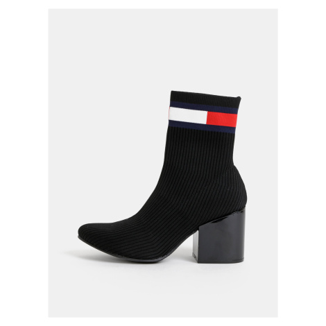 Černé dámské kotníkové boty Tommy Hilfiger Flag Sock