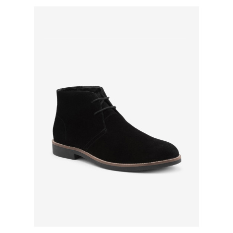 Černé pánské kožené kotníkové boty Ombre Clothing