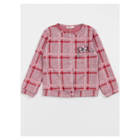 Dětský červeno-růžový kostkovaný svetr