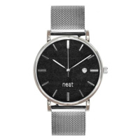 Dámské módní hodinky s kovovým páskem ve stříbrno-černé barvě
