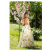 Úžasné letní maxi šaty s květinovým potiskem u krku