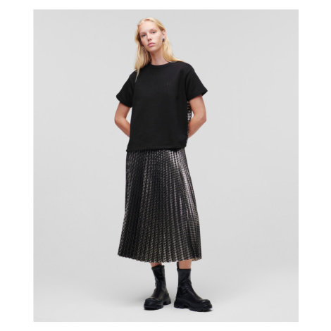 Mikina karl lagerfeld pleated fabric mix sweatshirt černá