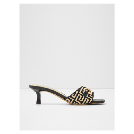 Béžovo-černé dámské vzorované pantofle na podpatku ALDO Naida