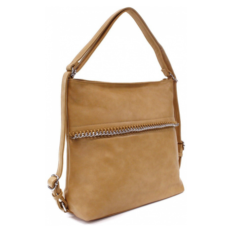 Světle hnědá dámská trendy kabelka s kombinací batohu Noreis Arwena (PL)