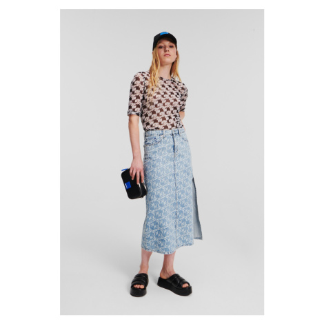 Sukně karl lagerfeld jeans klj monogram denim maxi skirt light blue
