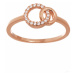Dámský stříbrný prsten pozlacený růžovým zlatem s čirými zirkony STRP0361F