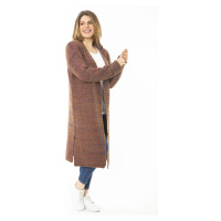Šans dámský vícebarevný dlouhý pletený svetr s rozparkem ve velikosti Plus Size