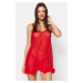 Trendyol Red Plush Detailed Fancy Nightgown