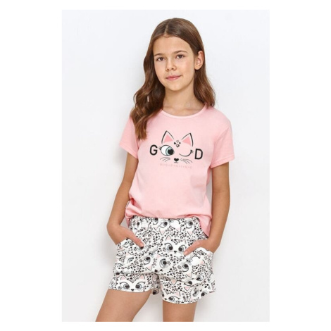 Dívčí pyžamo pro starší Lexi růžové s kočkou Taro