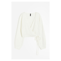 H & M - Zavinovací svetr - bílá