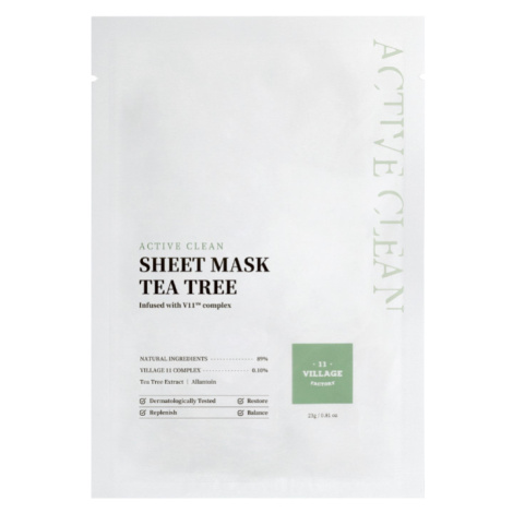 VILLAGE 11 FACTORY - ACTIVE CLEAN SHEET MASK TEA TREE - Zklidňující plátýnková maska s Tea Tree 