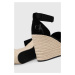 Sandály Calvin Klein Jeans WEDGE SANDAL WIDE SU CON dámské, černá barva, na klínku, YW0YW00963