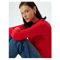 Koton Hair Knit Cardigan Round Neck Long Sleeve