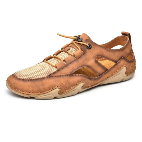 Letní kožené boty se šněrováním síťované s rozparky MIXI FASHION