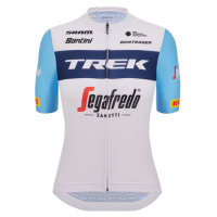 SANTINI Cyklistický dres s krátkým rukávem - TREK SEGAFREDO 2023 LADY FAN LINE - bílá/světle mod