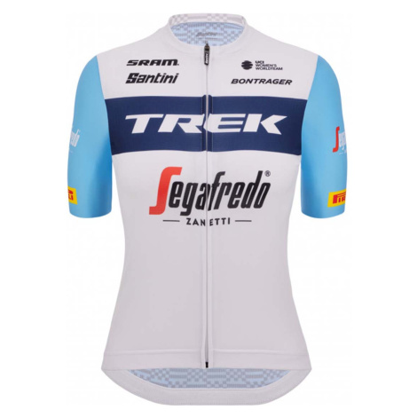 SANTINI Cyklistický dres s krátkým rukávem - TREK SEGAFREDO 2023 LADY FAN LINE - bílá/světle mod