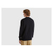 Benetton, Black V-neck Cardigan In Pure Merino Wool