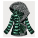 Zelená dámská prošívaná bunda s kapucí (XW817X)