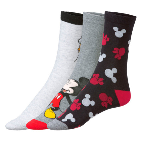 Dámské ponožky, 3 páry (Mickey Minnie/šedá/černá)